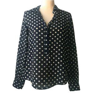 J. Crew Polka Dot Long Sleeve Top